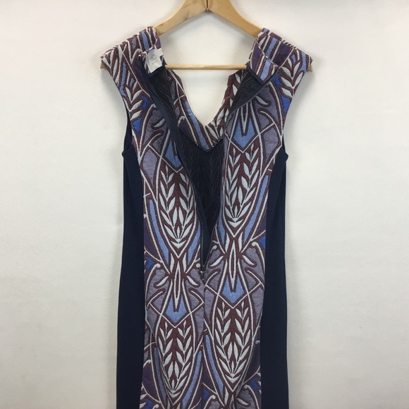 Anthropologie HD in Paris Cleo Jacquard Sheath Dress Blue Sleeveless Size S - Picture 5 of 12